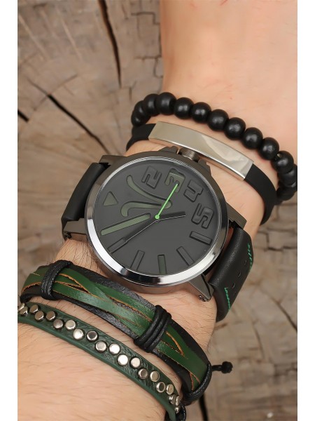 Deri Kordonlu Erkek Saat Kombini