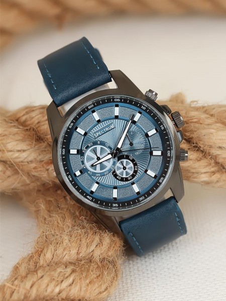 Lacivert Renk Deri Kordonlu Füme Metal Spor Kasa Erkek Kol Saati