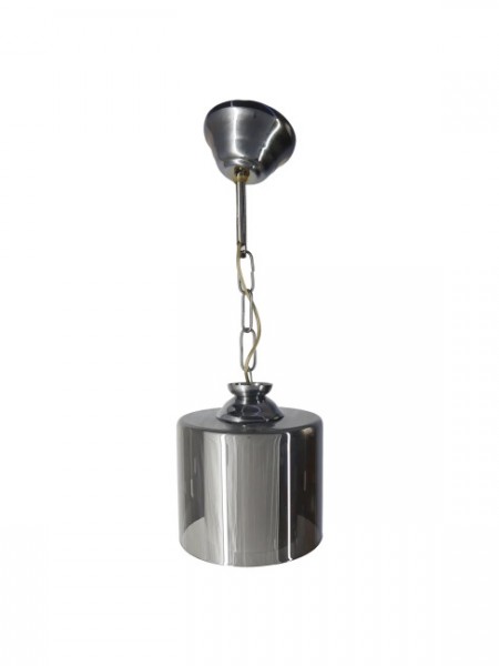 Askı Krom Tekli Füme + Beyaz Camlı Avize