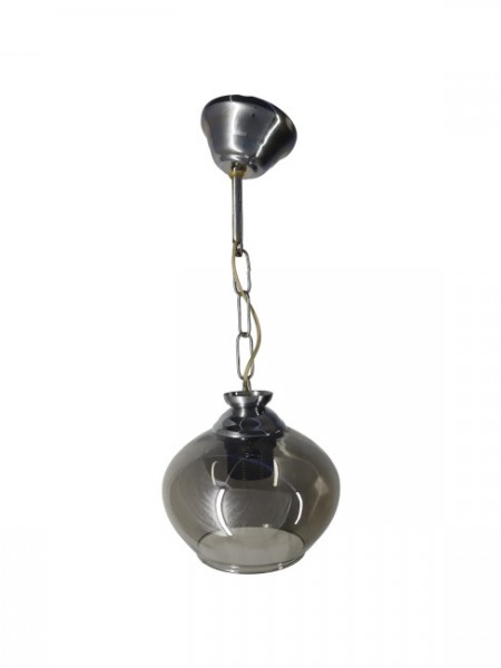 Askı Krom Tekli Füme Yatsı Camlı Avize