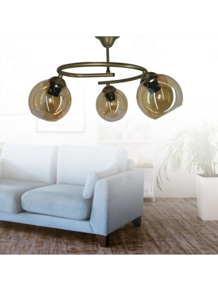 Dönence Eskitme 3'lü Bal Camlı Avize