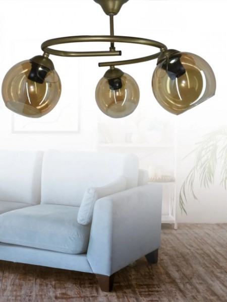 Dönence Eskitme 3'lü Bal Camlı Avize