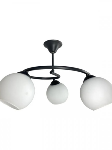 Dönence Siyah 3'lü Beyaz Camlı Avize