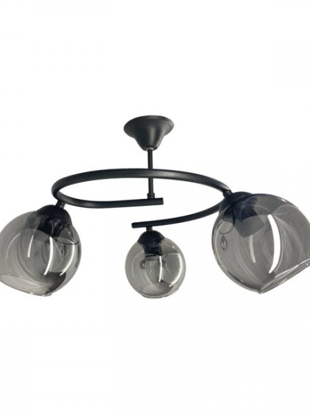 Dönence Siyah 3'lü Füme Camlı Avize