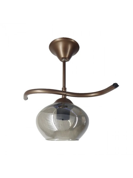 Fuji Bronz Tekli Füme Yatsı Camlı Avize