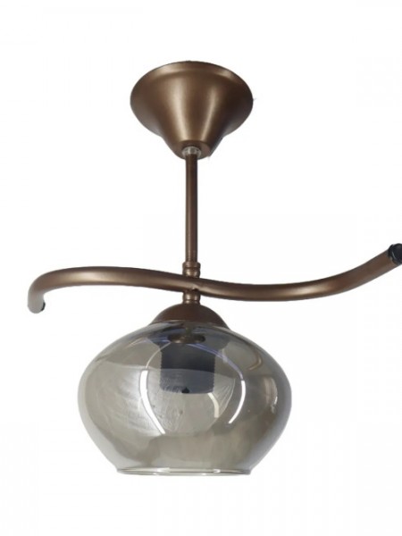 Fuji Bronz Tekli Füme Yatsı Camlı Avize