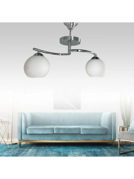 Fuji Krom 2'li Beyaz Camlı Avize