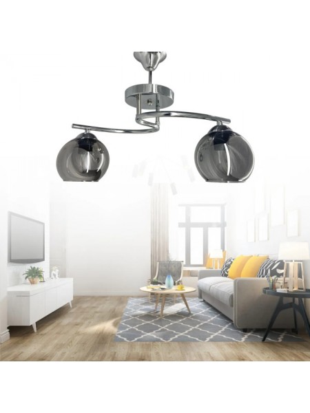 Fuji Krom 2'li Füme Camlı Avize