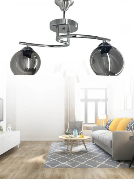 Fuji Krom 2'li Füme Camlı Avize