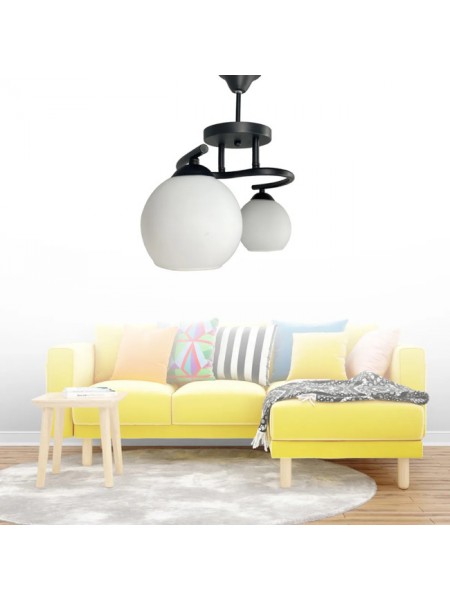 Fuji Siyah 2'li Beyaz Camlı Avize