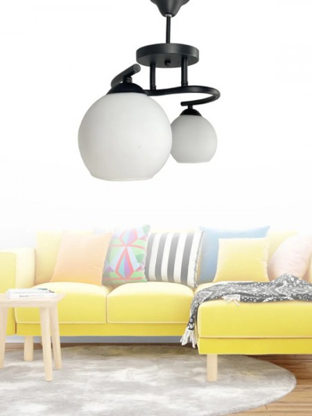 Fuji Siyah 2'li Beyaz Camlı Avize