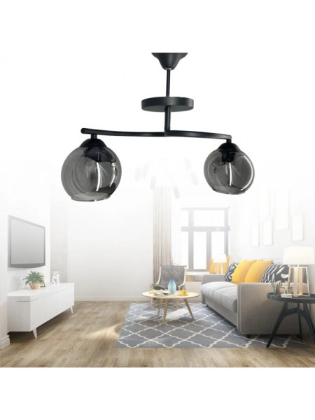 Fuji Siyah 2'li Füme Camlı Avize