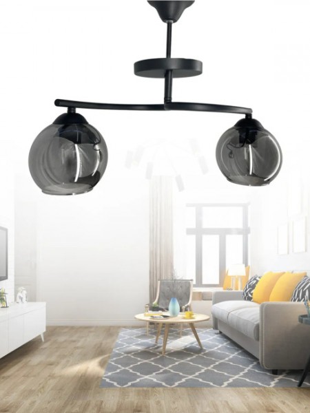 Fuji Siyah 2'li Füme Camlı Avize