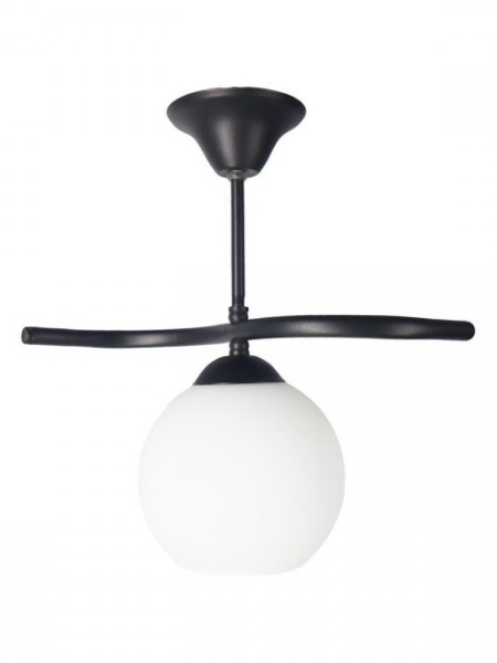 Fuji Siyah Tekli Beyaz Camlı Avize