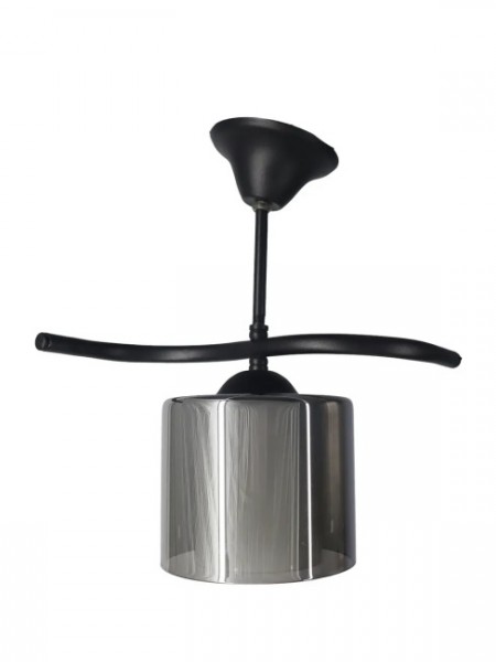 Fuji Siyah Tekli Füme + Beyaz Camlı Avize