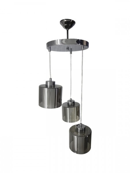 Gani Sarkıt Krom 3'lü Füme + Beyaz Camlı Avize