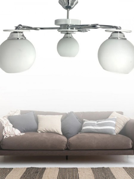 İlay Beyaz 3'lü Beyaz Camlı Avize