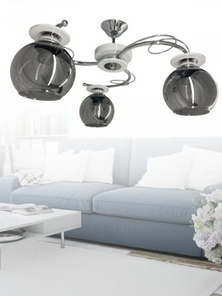 İlay Beyaz 3'lü Füme Camlı Avize