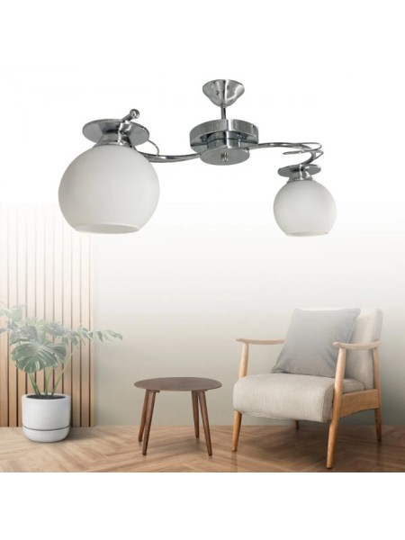 İlay Krom 2'li Beyaz Camlı Avize