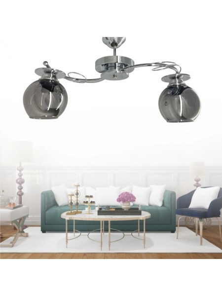 İlay Krom 2'li Füme Camlı Avize