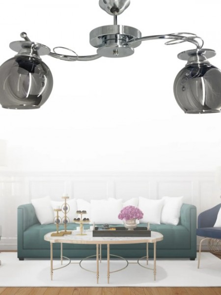 İlay Krom 2'li Füme Camlı Avize