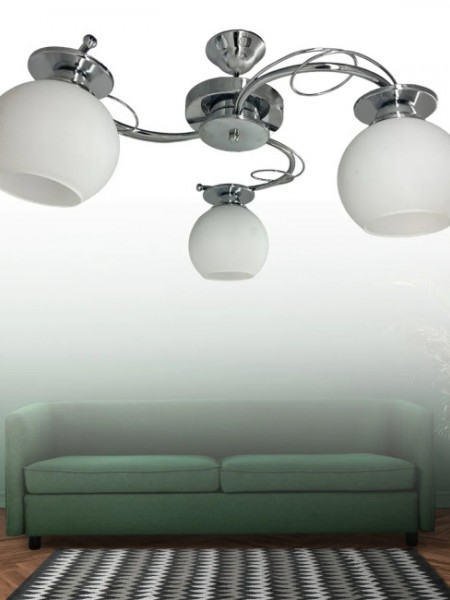 İlay Krom 3'lü Beyaz Camlı Avize