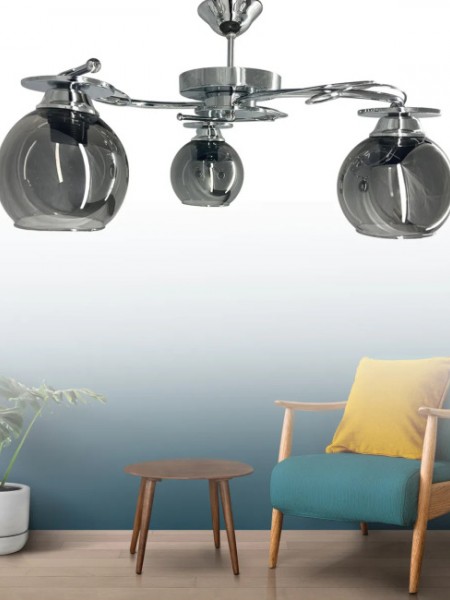 İlay Krom 3'lü Füme Camlı Avize