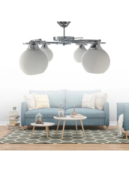 İlay Krom 4'lü Beyaz Camlı Avize