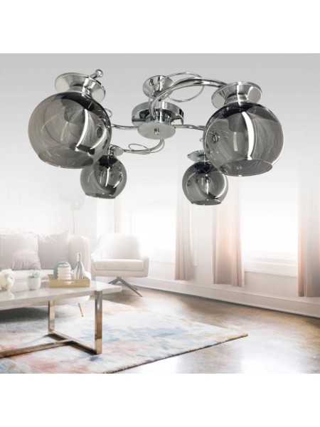 İlay Krom 4'lü Füme Camlı Avize