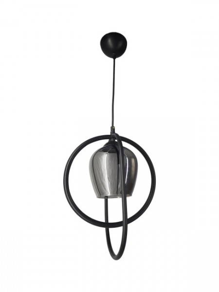 Olimpiyat Siyah Tekli Füme Camlı Avize