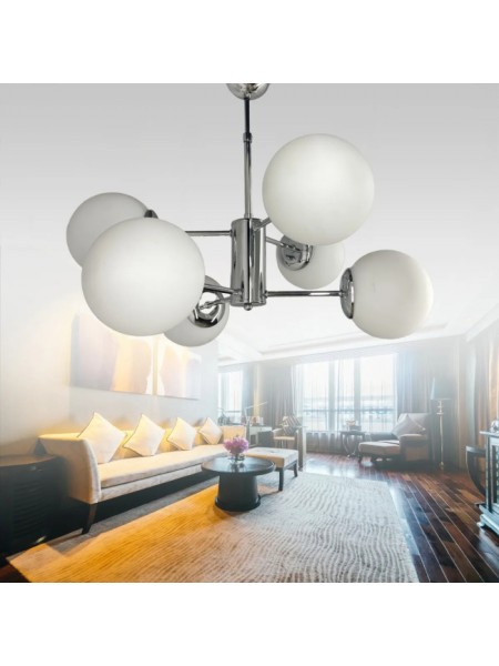 Rima Krom 6'lı Beyaz Camlı Avize