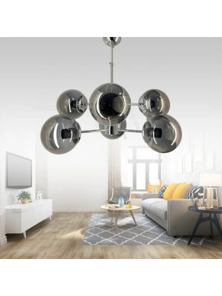 Rima Krom 6'lı Füme Camlı Avize