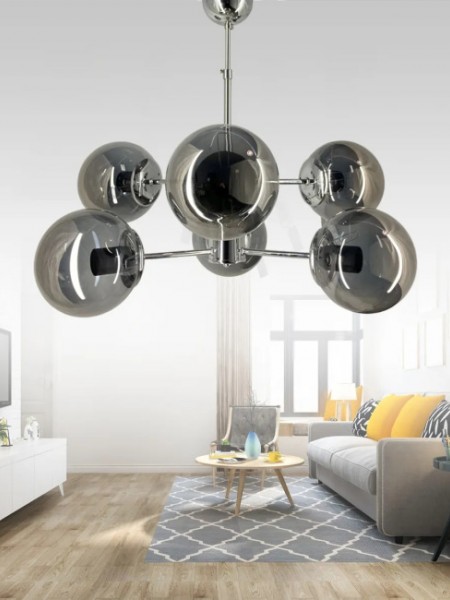 Rima Krom 6'lı Füme Camlı Avize