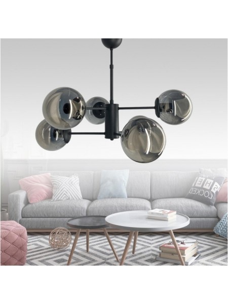 Rima Siyah 6'lı Füme Camlı Avize