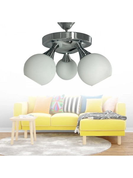 Yaz Krom 3'lü Beyaz Camlı Avize